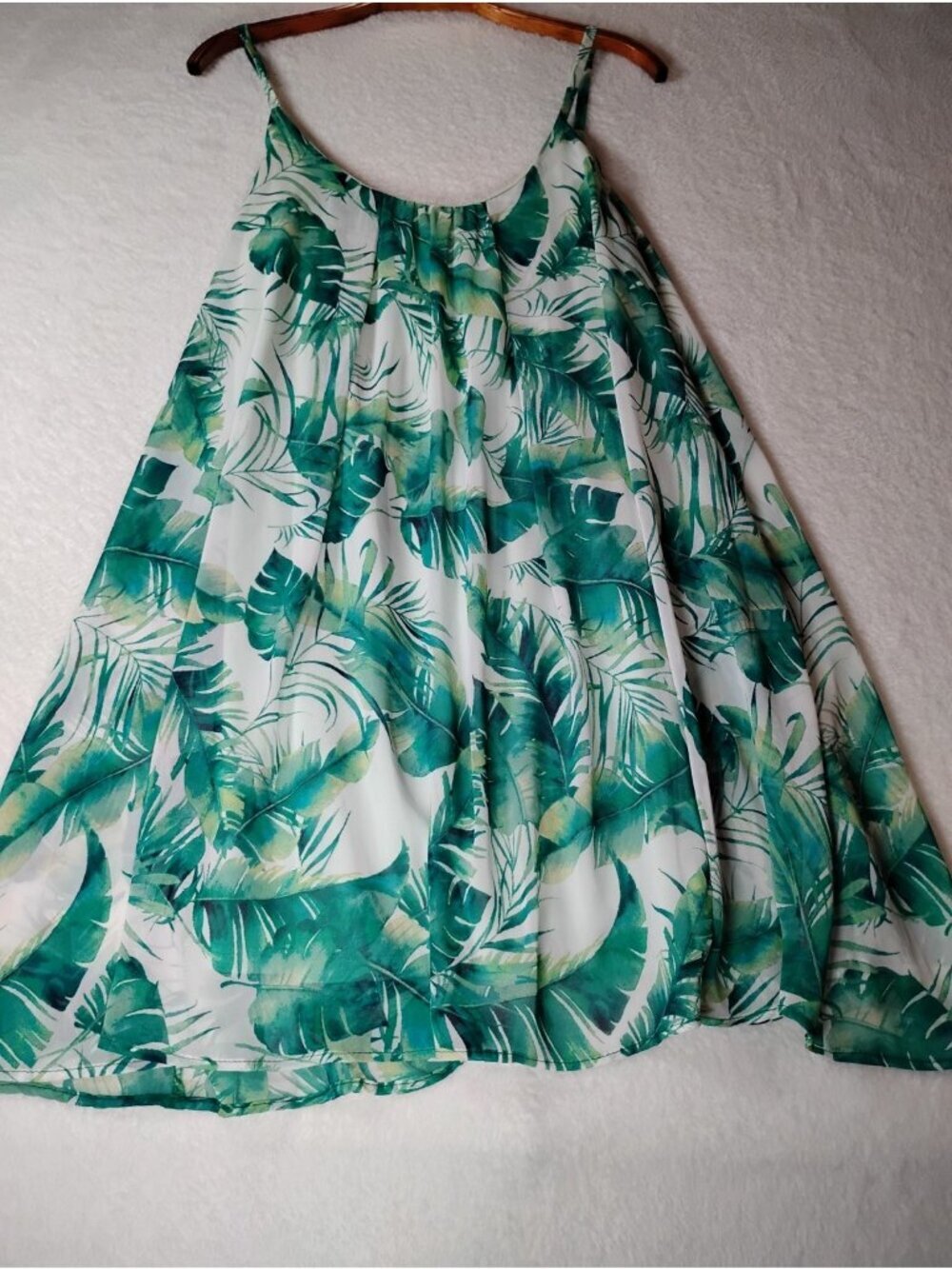 Aura Midi Dress Palm Print Resort Beach Summer Lined Size Small - Picture 2 of 6